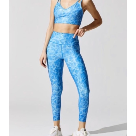CARBON38 Blue Marble Activewear Set | Sports Bra + High Waist Leggings | XS - Picture 1 of 12